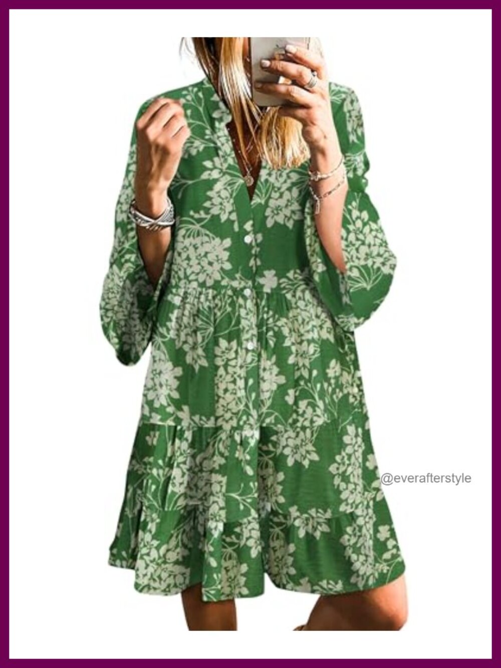 Women's Casual V Neck Long Sleeve Mini Dress Tribal Print Soft